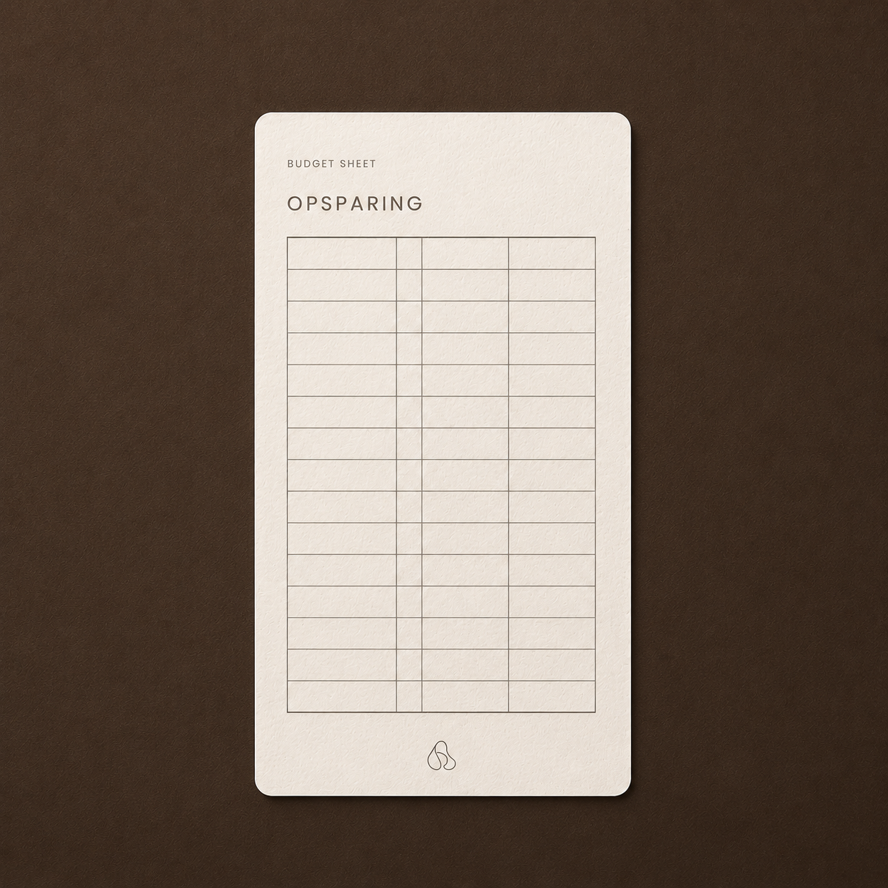 Noa Budget Sheet Design - Vertical
